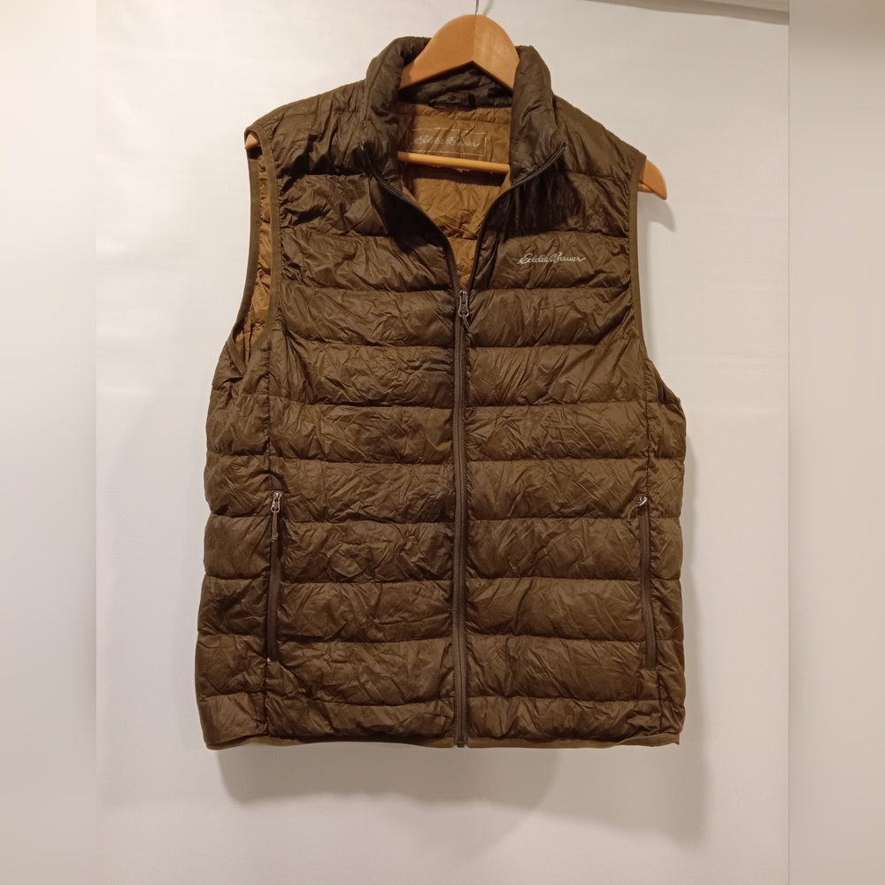 Eddie Bauer Olive Quilted Vest Packable